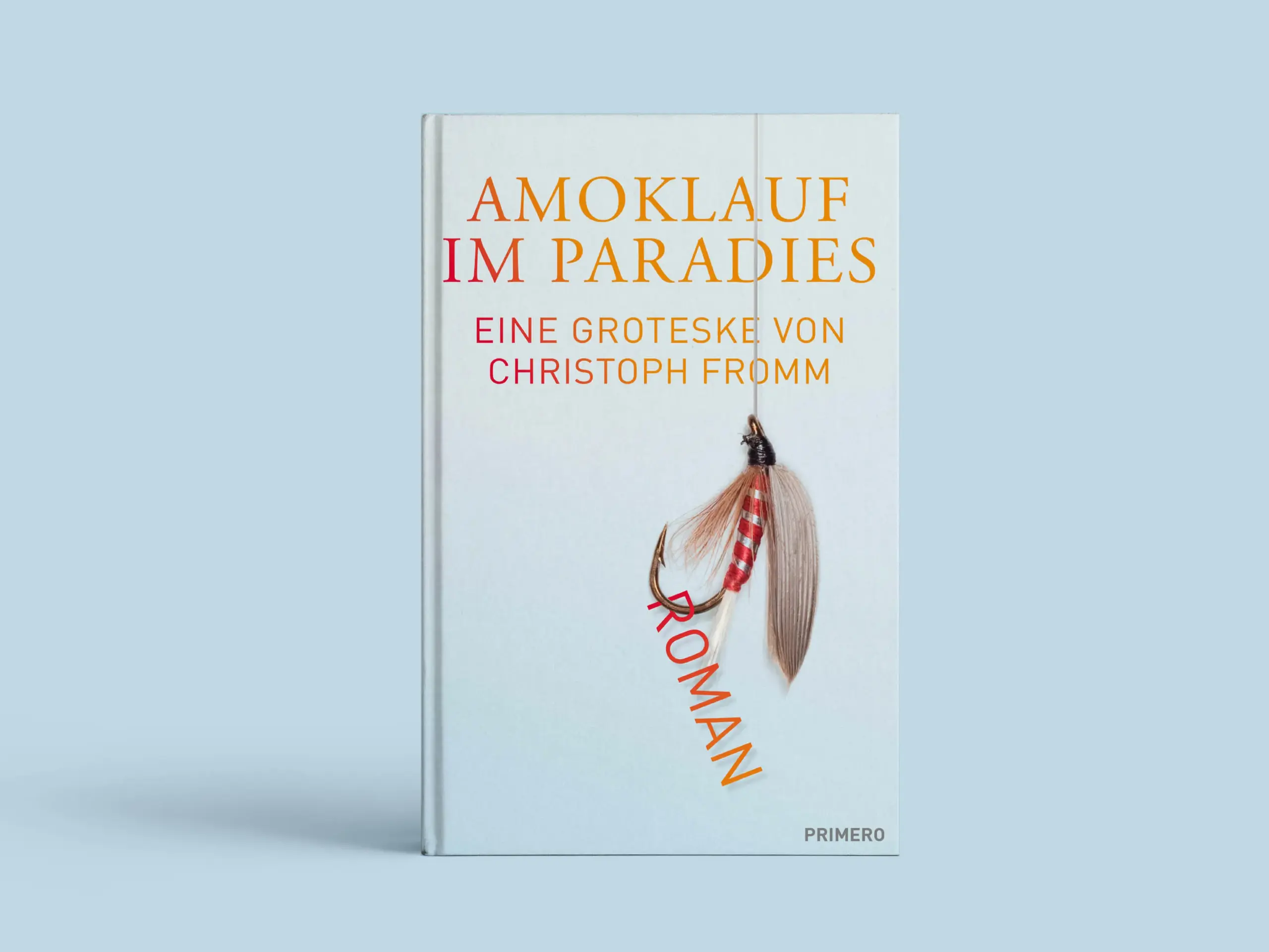 Buchcover-Design für die Groteske ‚Amoklauf im Paradies‘. Visuelle Umsetzung der gesellschaftskritischen Satire durch eine kontrastreiche und lebendige Bildsprache, gestaltet von Carl Bartel.