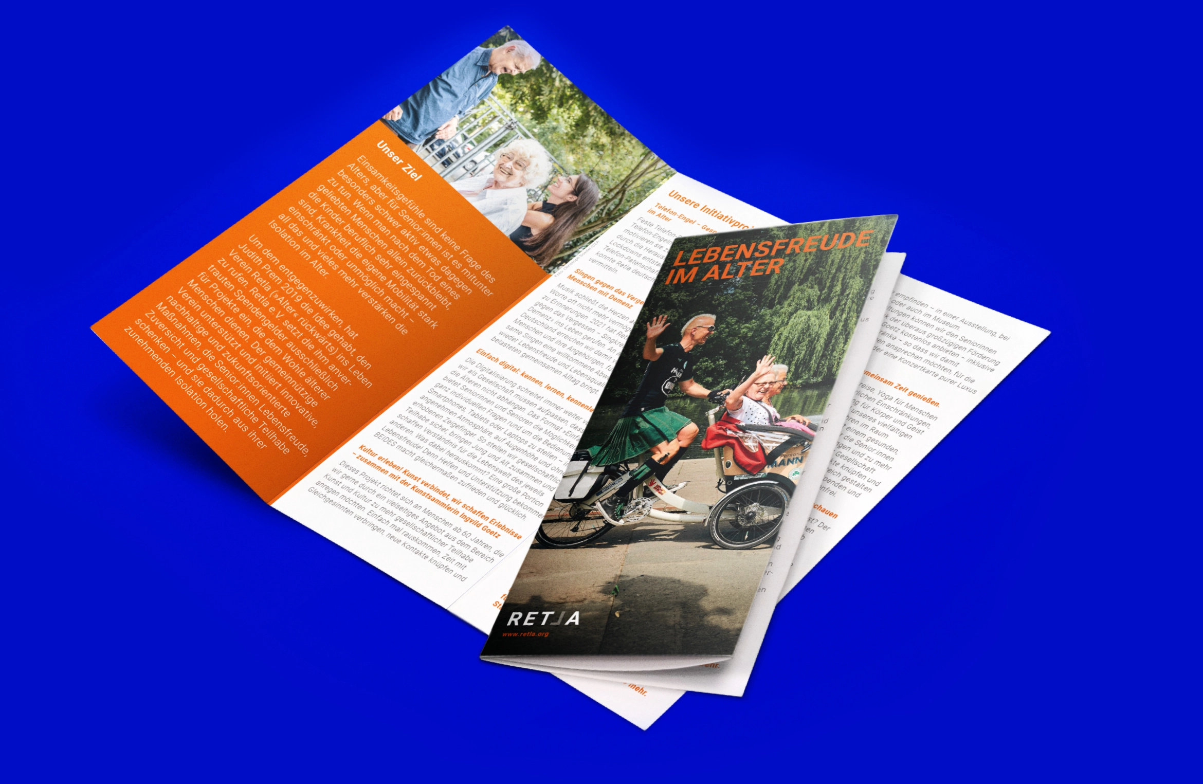 Informations-Leporello für Retla mit den Kerninhalten